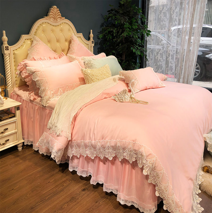 

Romantic princess lace bedding set adult girl, queen 60s cotton fairyfair home textile bedspread pillow case quilt cover, Flat sheet