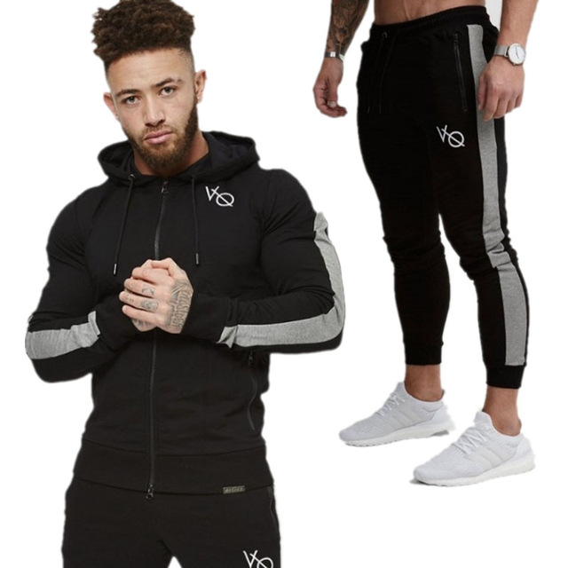 2018 Men Sets Fashion Long Sleeve Slim mens Suits Hoodies Tracksuit Sweatshirt Two Piece Trousers male jacket + Pants Men's clot