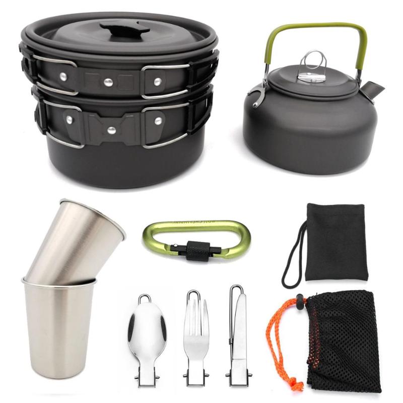 

Outdoor Cookware Set Camping Tableware Cooking Carabiner Travel Tableware Cutlery Utensils Hiking Picnic Set Camping Cookware