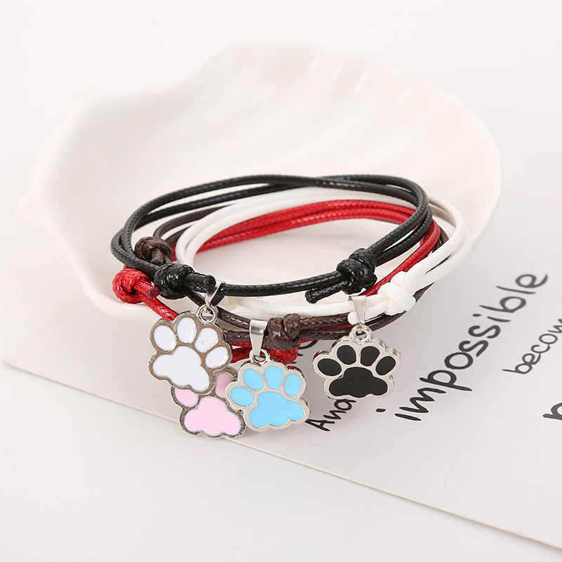 

Htzzy 2 Pcs/set Couple Bracelet For Women And Men Creative Footprint Charm Bracelets Fashion Paired Bracelets Gifts For Lovers