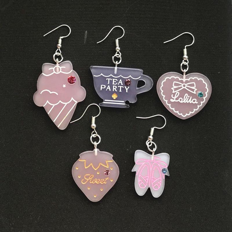 

1Pair Cute Woman Resin Flatback Heart Cross And CreamDrop Earrings For Women Girls Elegant Funny fashion jewelry Earrings