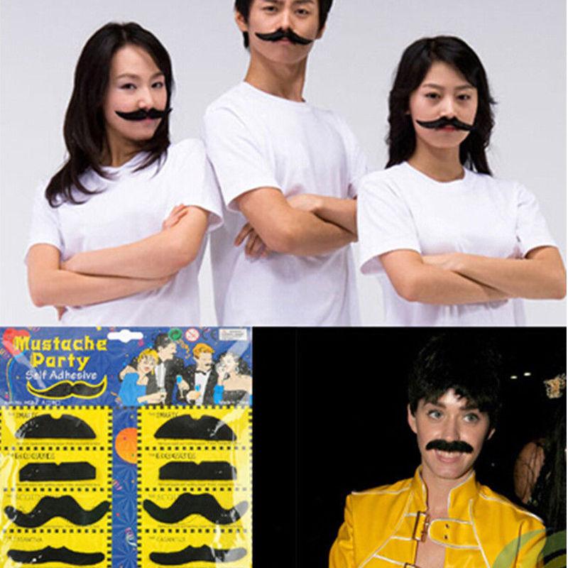

Wholesale- 1 Set of 12 Stylish Costume Party Fake Mustache Moustache LOVELY