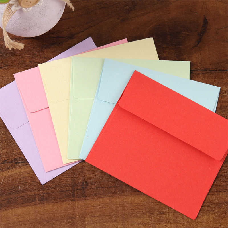 

10 Pieces/lot) 9*10cm Color Small Envelopes Solid Color Bank Card Membership Card Gift Candy-colored Paper Square Envelope