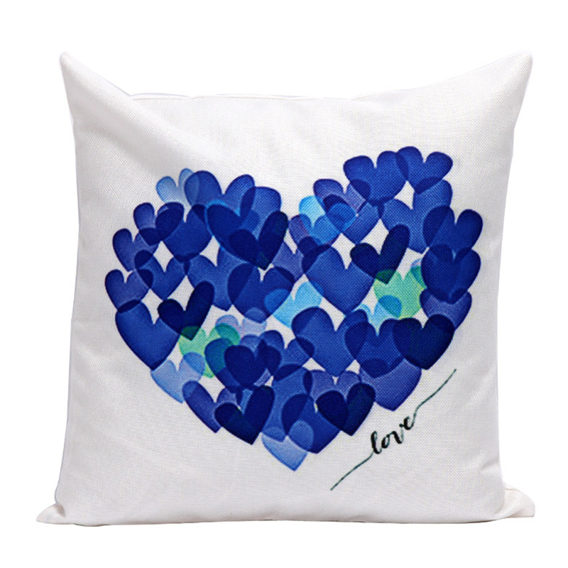 

45x45cm Colorful Printed White Linen Fabric Throw Pillowcase Decorative Home Sofa Cushion Cover, Style 4