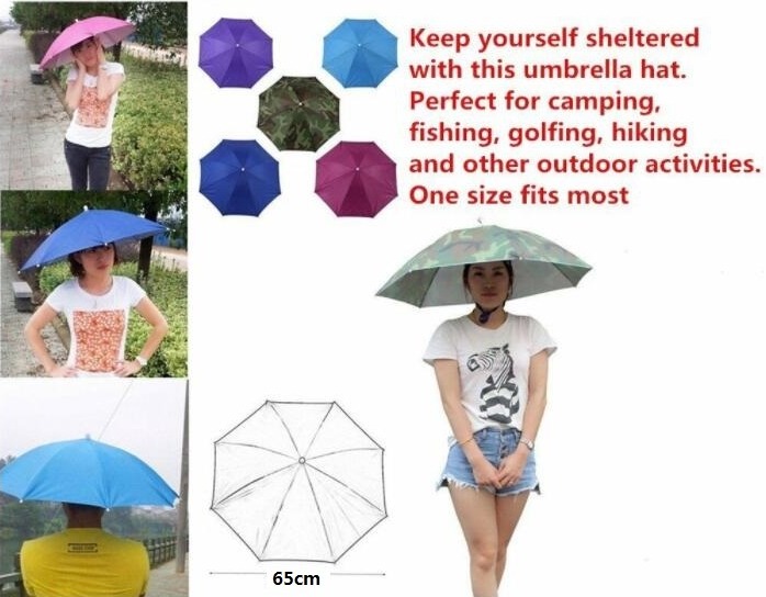 

UMBRELLA Hat Outdoor Sport Camping Fishing Hiking Outdoor Parasol Size 39*65CM Convenient Adult Kid Umbrella Hat Cap