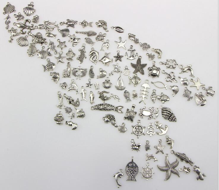 

Mix 100 Style Necklace Pendant Charm DIY Silver Jewelry Tibetan Findings Bracelet Necklace Accessory Vintage Jewelry Findings Components