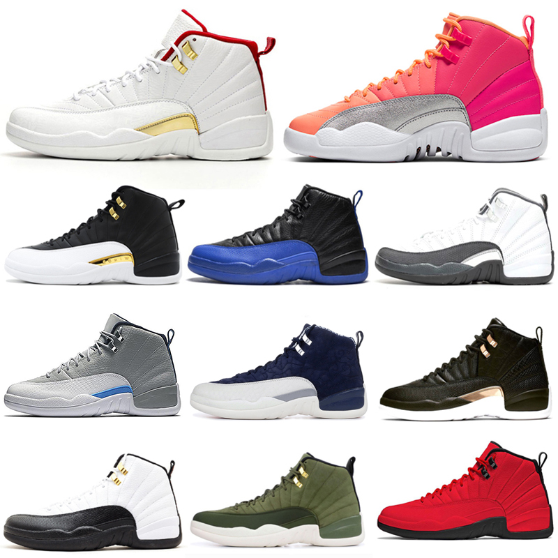 

New dark grey reverse taxi jumpman 12 12s men basketball shoes game royal playoffs OVO wings mens trainers sports sneaker 7-13