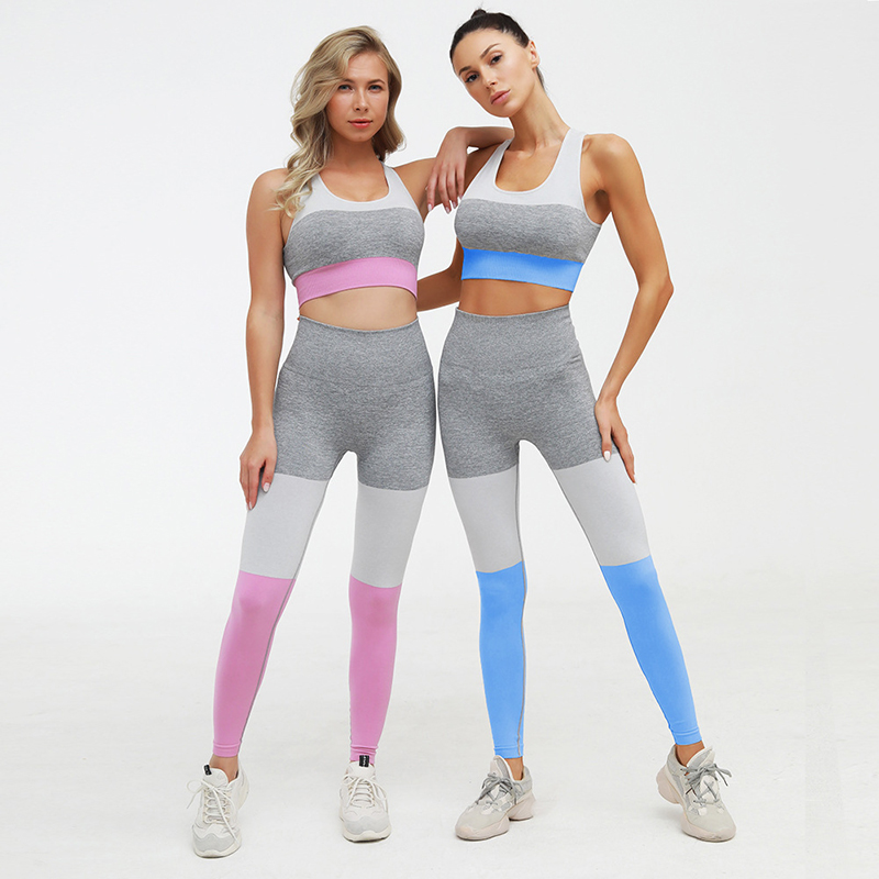 

Women Sportwear Seamless Splicing Yoga Suit Sport Bra High Waist Leggings Gym Set Tracksuit Sport Outfit for Woman Yoga Set, Ns-tz6091 blue