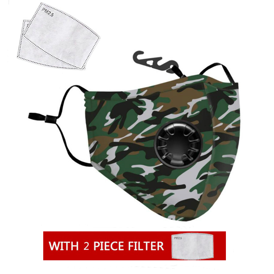 

Anti-smog dust mask Leopard Camouflage men and women breathing valve mask washable replacement filter mask spot