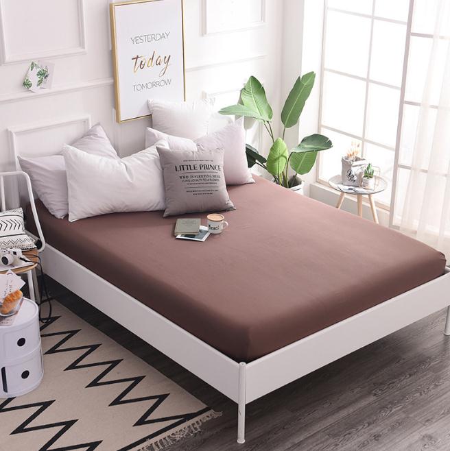 

brown purple pink gray Cotton Fitted Sheet Mattress Cover with All-around Elastic Rubber Band Bed Sheet Hot Selling Bed Linens, 036