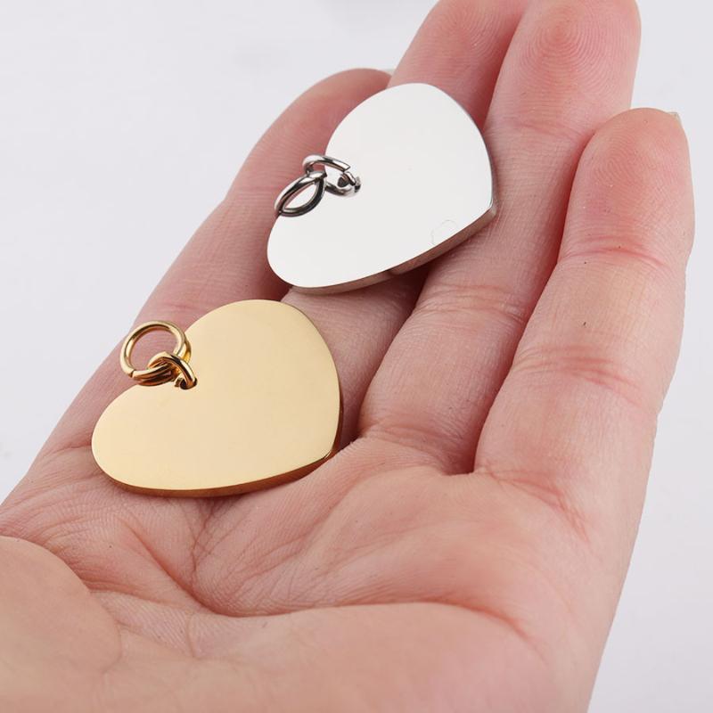 

Charms Peach Heart Tag Pendant With Hanging Ring Stainless Steel Blank For DIY Customize Label Jewelry Accessories