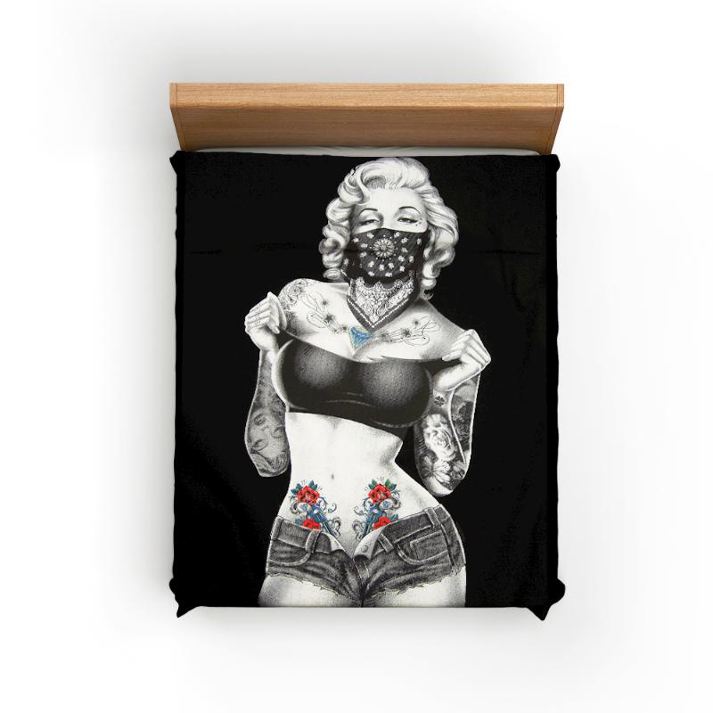 

Sexy Monroe Bedding Set Beach Bedroom Decor Microfiber Quilt Cover 1PC Duvet Cover Pillowcase Free Mask, Black