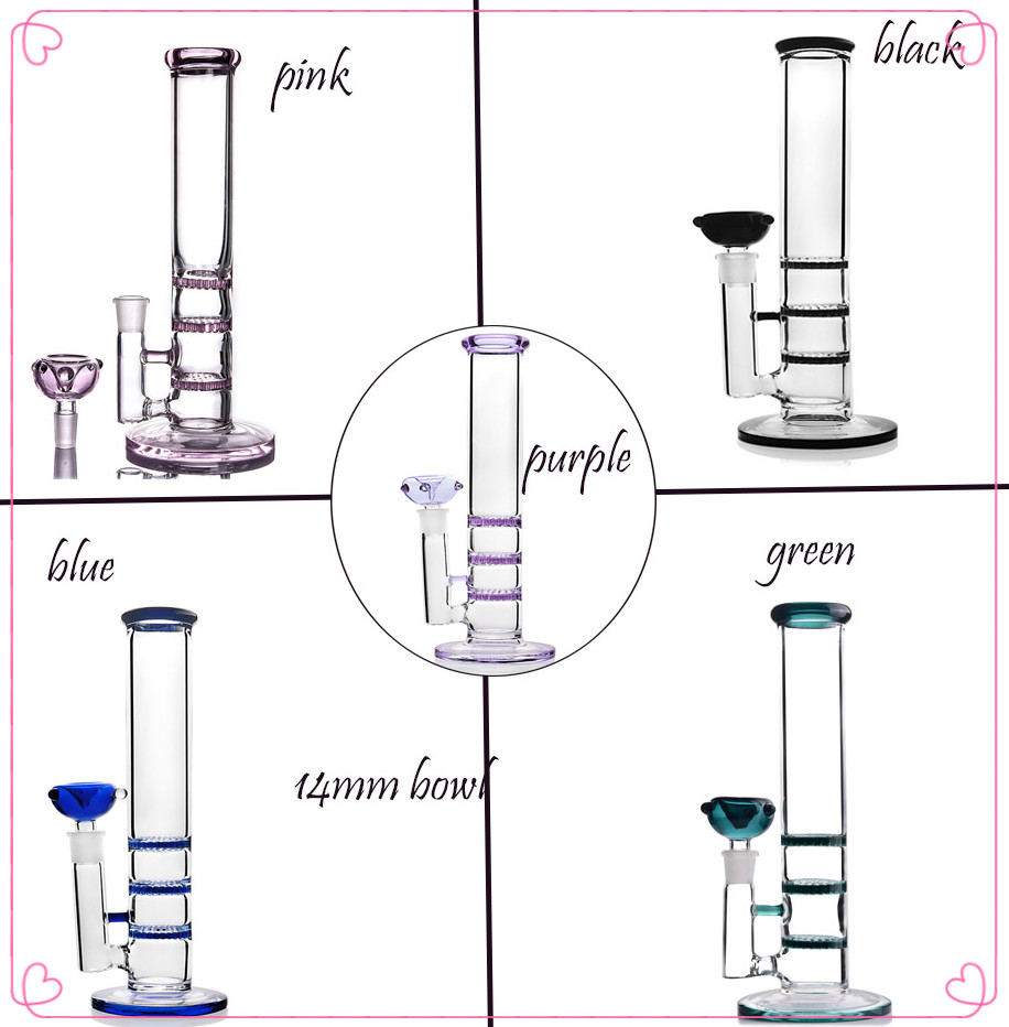 

11 inchs Pink Bong Glass Bubbler Percolator Bongs Smoking Pipes Water Bongs Heady glass Dab Rigs With 14mm Bowl