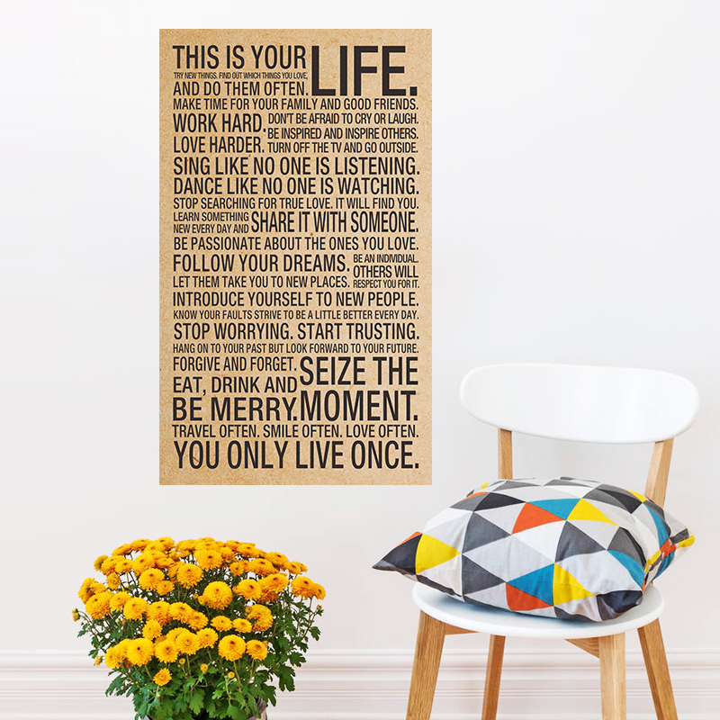 This Life Art Poster Wall Sticker This Is Your Life Inspirational Words Quote Silk Wall Poster Home Bedroom Decor Wall Sticker-image-478408730