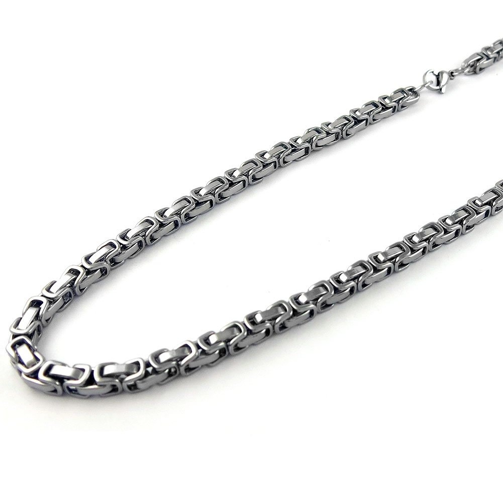 New arrival Silver Thick Link Chain fashion Byzantine Necklace Stainless Steel Mens Chains Jewelry Long Necklace,4.5mm width