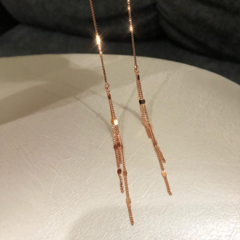 

Dangle & Chandelier 925 Sterling Silver Long Fringe Earline Fashion Japanese Earrings For Women Lady Girls Jewelry Party Gift