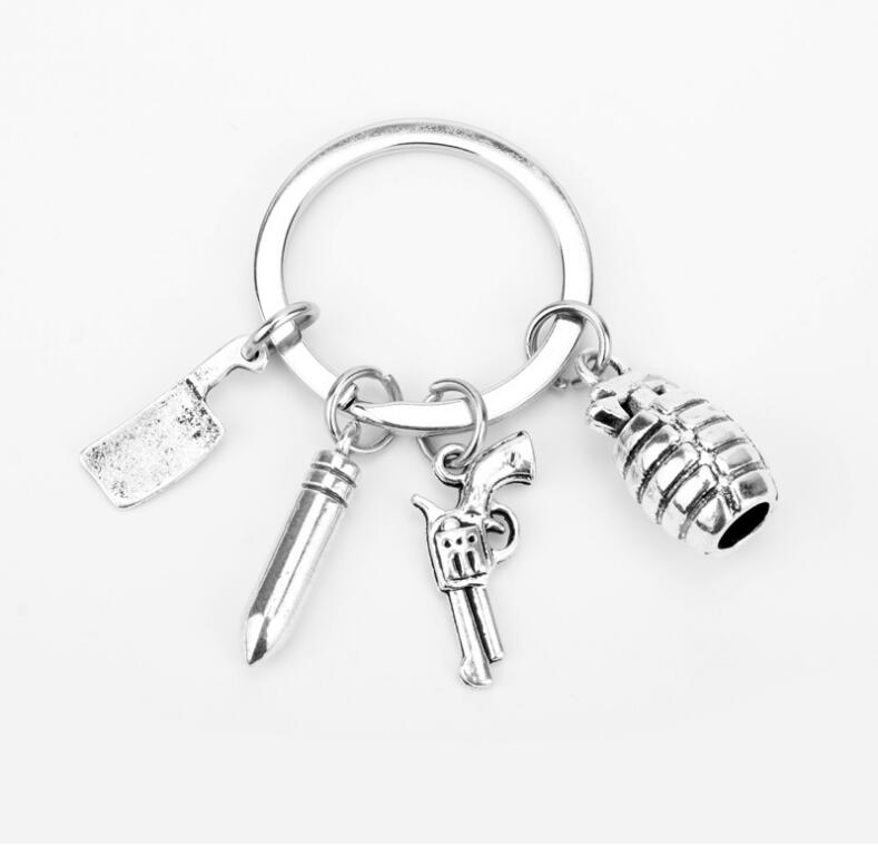 

New Fashion Jewelry The Walking Dead Keychain Creative Bullet Pistol Grenade Keychain Chain Pendant Knife Jewelry Diy Handmade 399