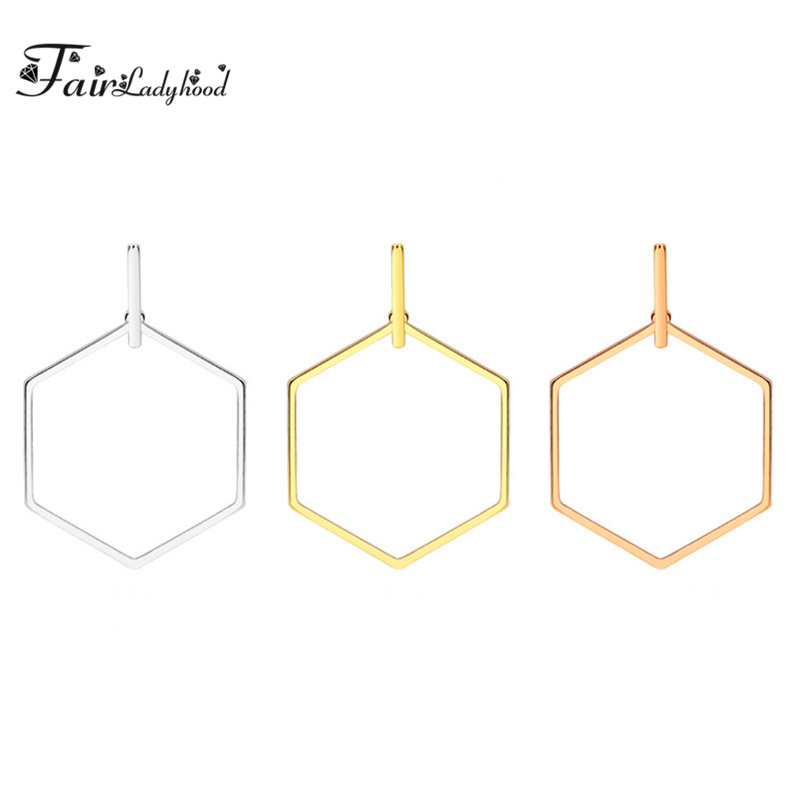 

FairLadyHood Exaggeration 316L Stainless Steel Hexagon Hoop Earrings For Women Big Hoops Earrings Rose Gold Silver Color Jewelry