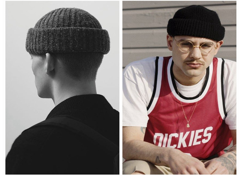 

Fashion mens cap winter warm Korean version of the street knitting wool melon leather outdoor tide hats, Plz choose color