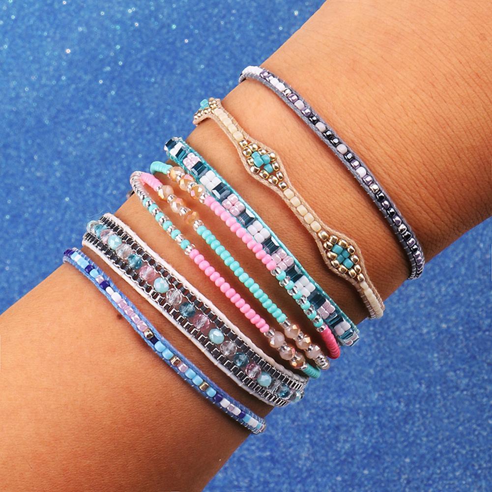 

Summer Beach Bohemian Beading Wax Rope Handmade Woven Bracelet Women Jewelry New