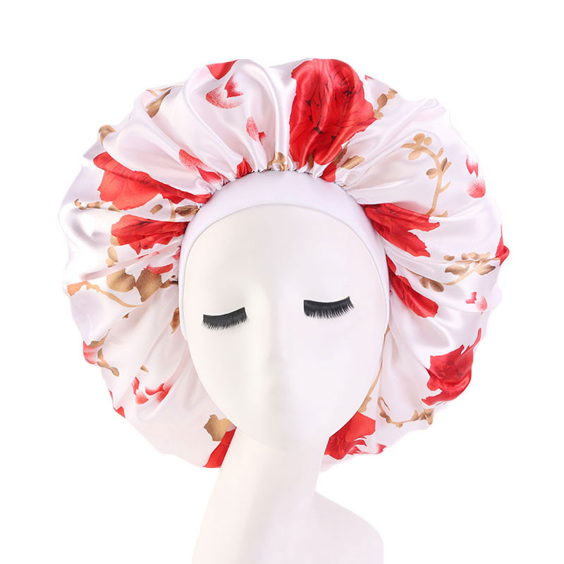 

New Large Print Sleep Bonnet for Women Stain Elastic Night Cap Ladies Head Wrap Turban Fashion Accessories, Mixed
