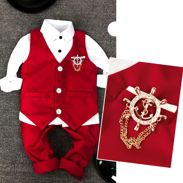 

2019 new Child Vest Suit Fashion Kid wedding Summer suits for 3Parts Red and White, Blue
