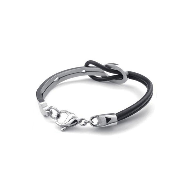 

Casual Leather Bracelets Titanium Steel Shackle Buckle Bangle Charm Wristband M0XF