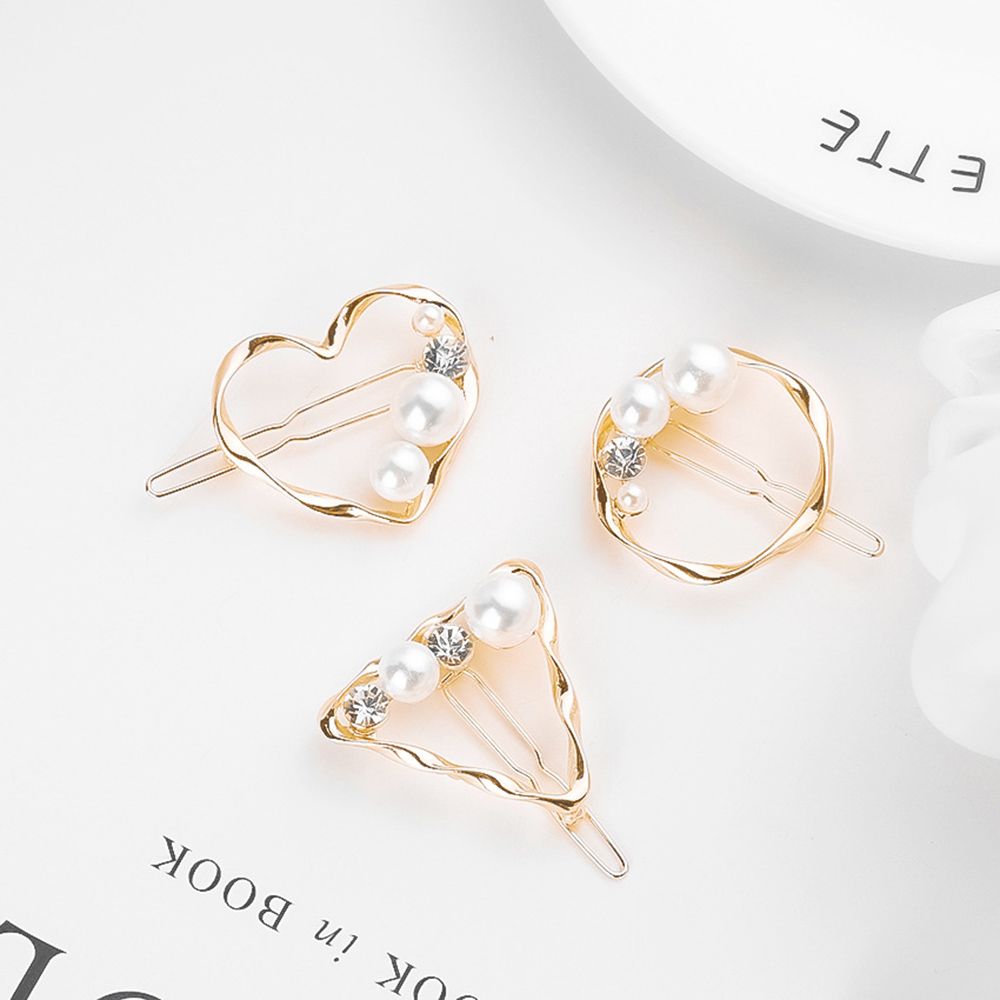 

Metal Geometric Hairpins Round Tiangle Heart Hairclips Girls Rhinestone Pearl Hair Clip Pins Barrette Hairgrip Hair Accessories