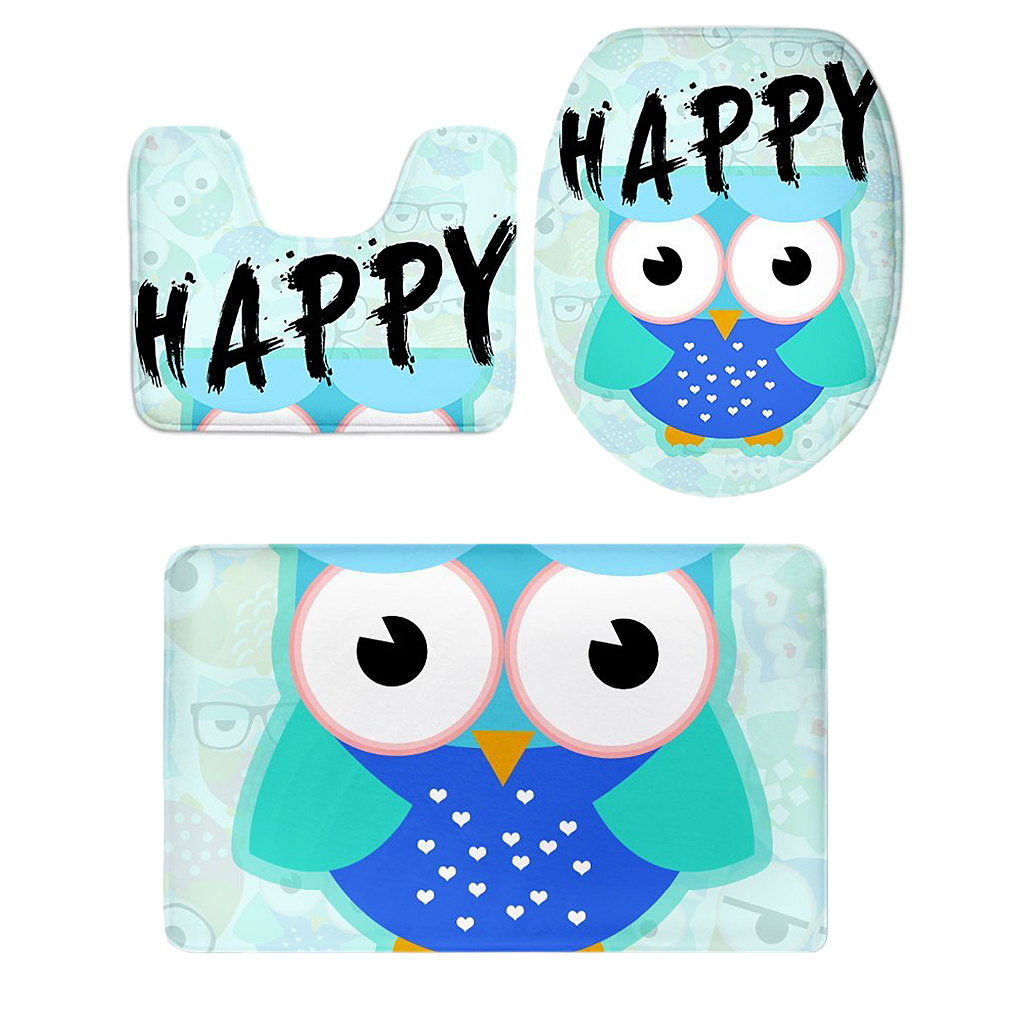 

owl series bathroom rug toilet seat cover washable pad bathmat door mat 6 colors
