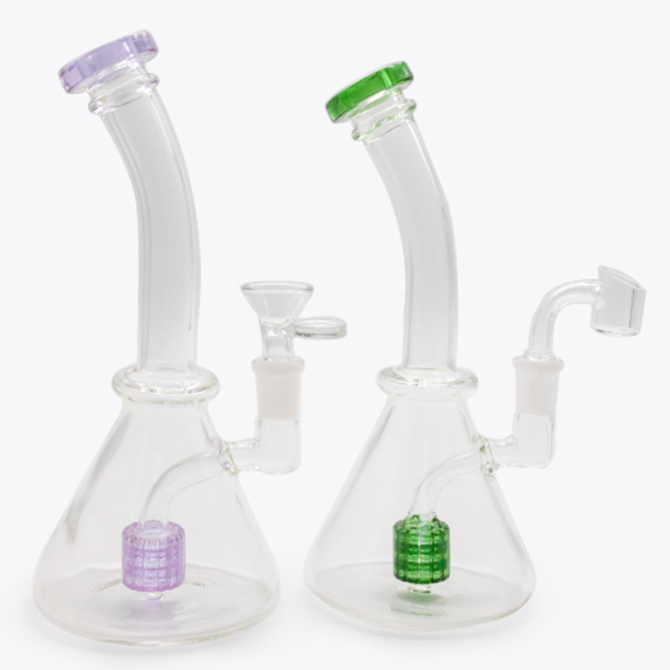 

beaker base water pipes hot selling glass bongs ice catcher thickness glass for smoking 8" bongs