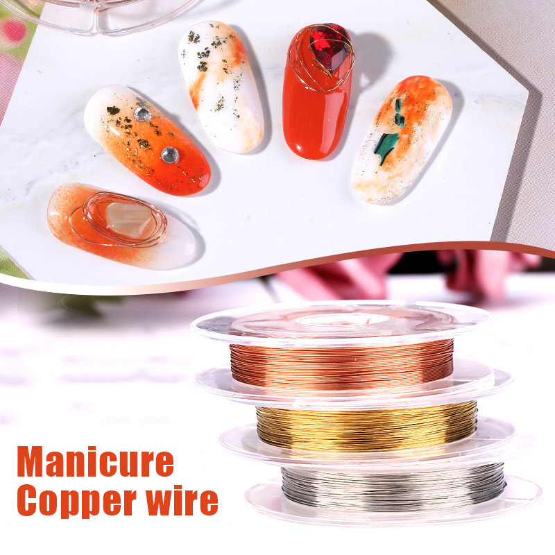 

1 Roll Copper Wire Nail Art Decor Line DIY 3D Tips Rhinestones Jewelry Manicure Supplies WH998