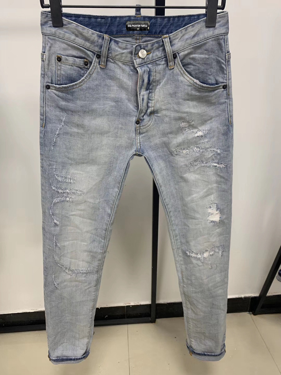 

DSQ Jeans Men Jeans Mens Luxury DesignerJeans Skinny Ripped Cool Guy Causal Hole Denim Fashion Brand Fit Jeans Men Washed Pant 6824, As picture