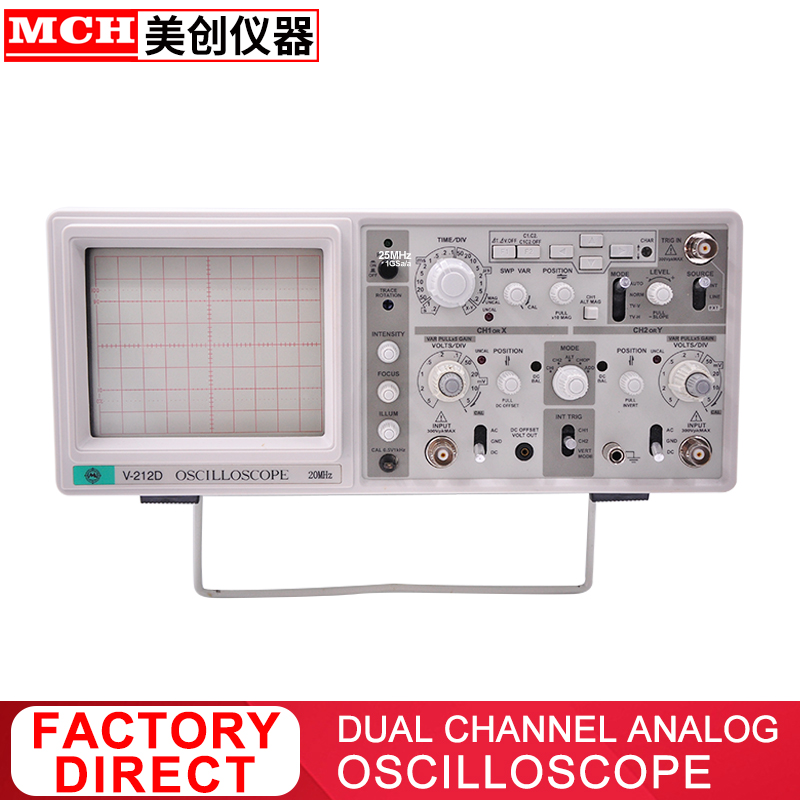 

MCH 20MHz Dual Channel Dual Tracking Analog Oscilloscope V-212D Classic style limited clearance price