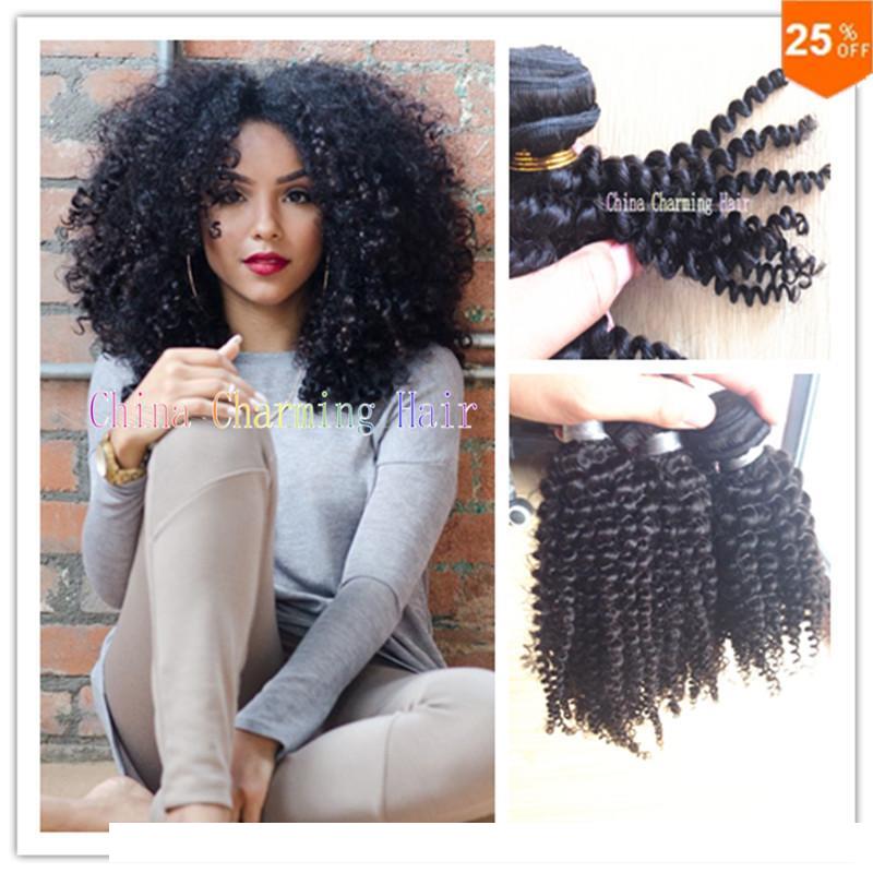

charming hair weaving curly brazilian afro kinky curly 3pcs bundles unprocessed jerry curl human virgin hair weave bohemian hair, Natural color