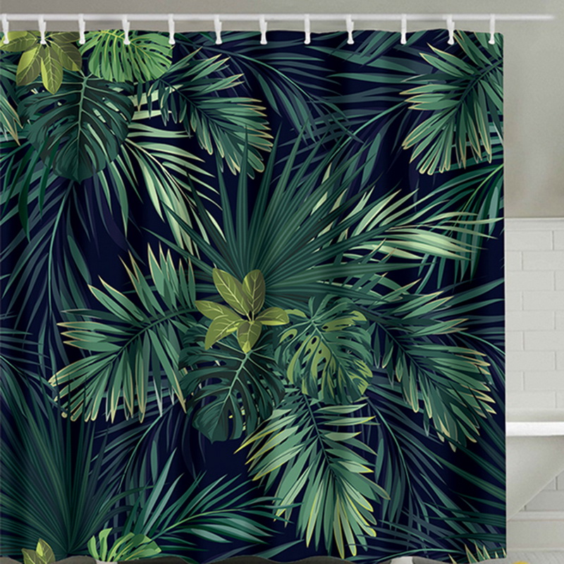 

New Green Shower Curtain Leaves Printing Pattern Modern Natural Plant Pattern Polyester Bathroom Curtains 180 x 180cm