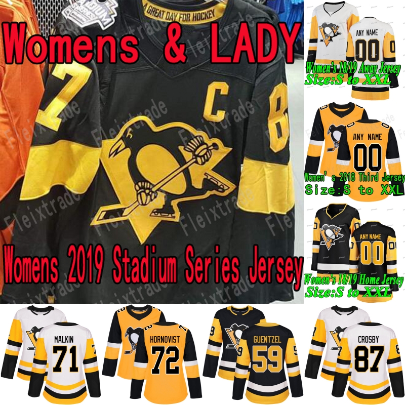 

Womens Pittsburgh Penguins 2019 Stadium Series Jersey Sidney Crosby Jake Guentzel Evgeni Malkin Casey DeSmith Kris Letang Bryan Rust Simon, Women’s 2018 third jersey
