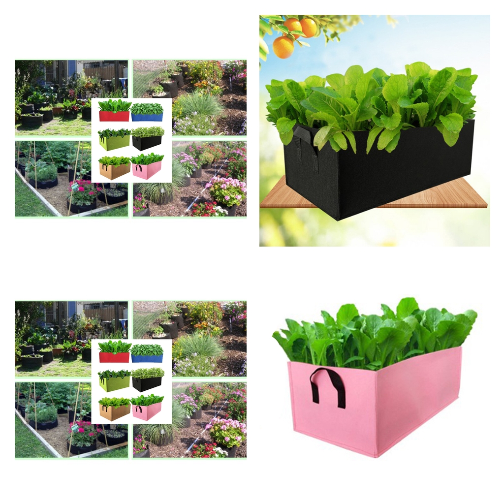 

2x non-woven fabric garden grow bags rectangle vegetables planting container l
