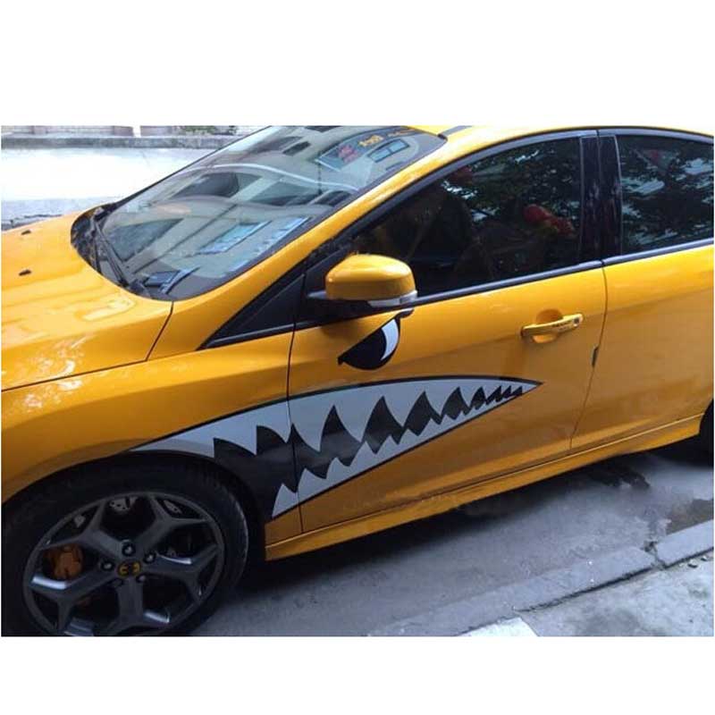 

CAR Shark Mouth Car Sticker Smart Big White Shark Body Color Cover Decals, Customize