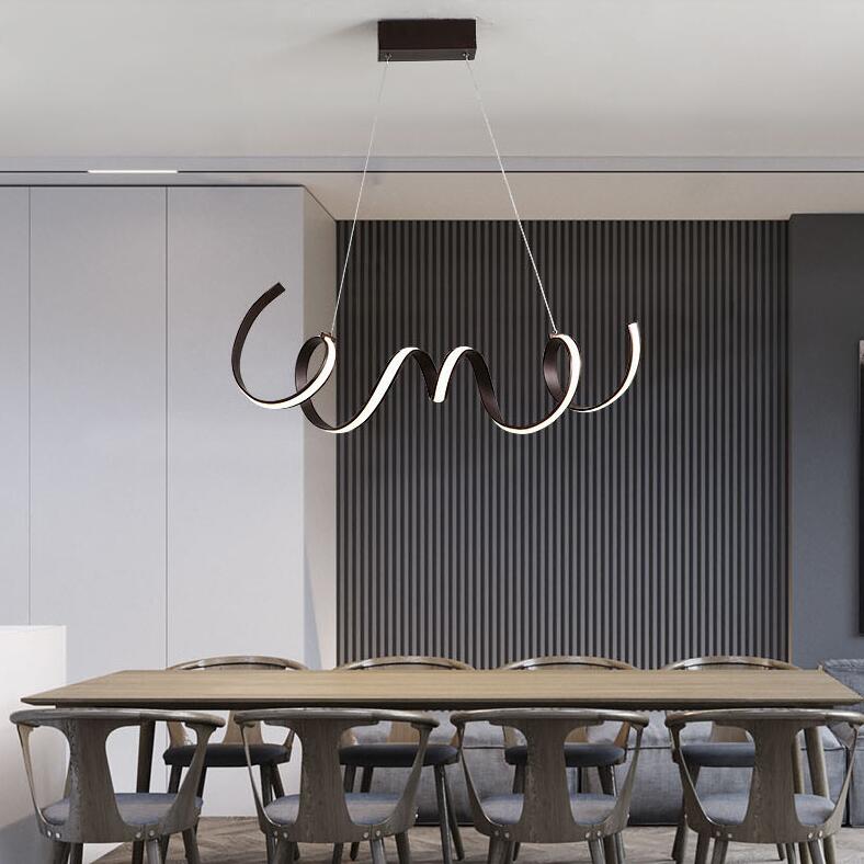 

Coffee Finish Modern Spring Led Chandelier Lighting Aluminum Pendant Light for Living Room Bed Dining Room Kitchen