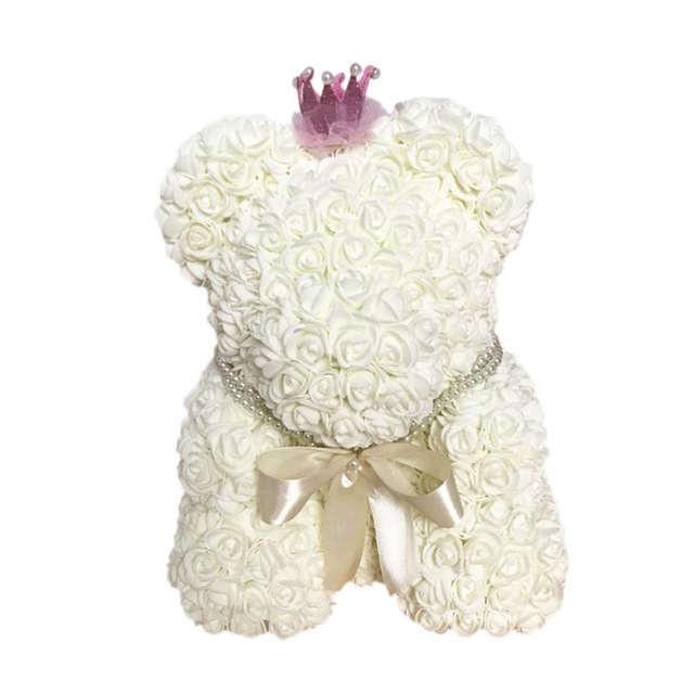 faux flower teddy bear