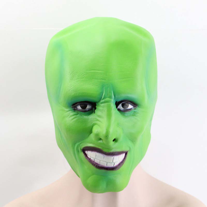 

Movie The Mask Jim Carrey Masks Cosplay Adult Latex Masks Full Face Green Makeup Halloween Performance Masquerade Party Costume Props, Multi-color