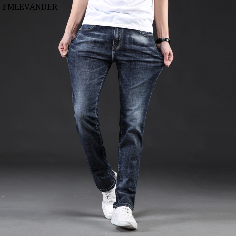 

Men's Classic Jeans Plus Size 44 46 Pure Color Straight Denim Male Brand Jeans Men Homme, Blue