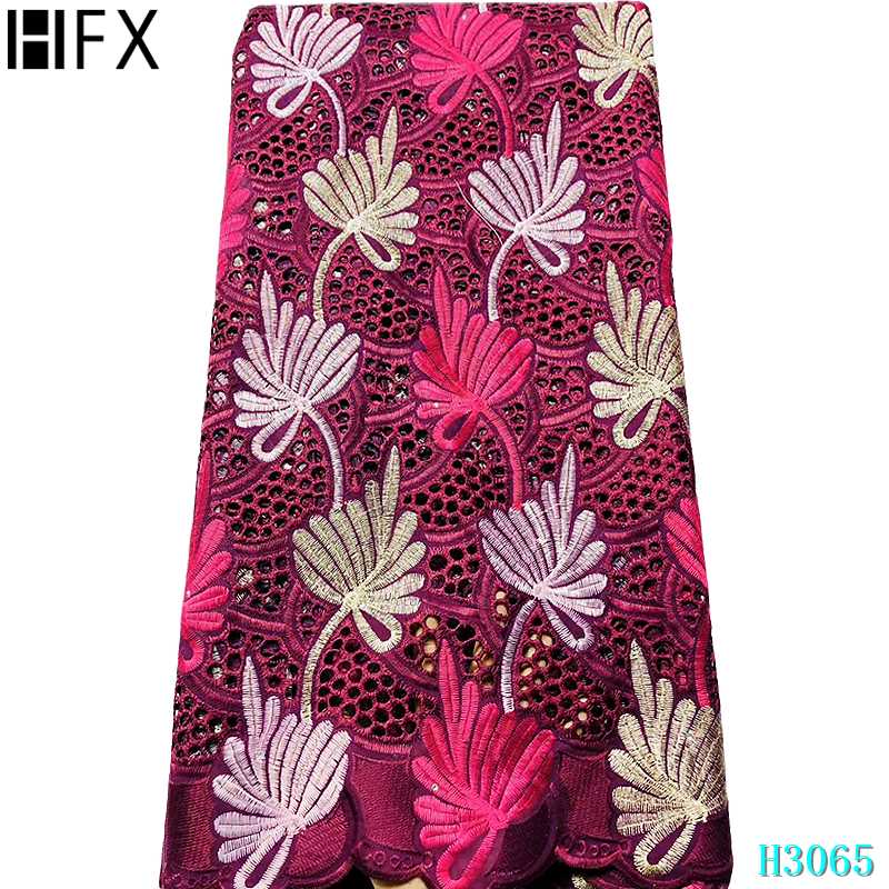 

HFX High Quality Cotton African Lace Swiss Voile Lace In Dubai White Fabric Nigerian Fabric brode coton africain F3065