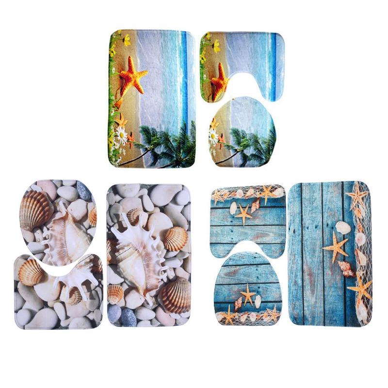 

3Pcs Bathroom Mat Set Floor Rugs Embossing Flannel Cushion Toilet Seat Cover Bath Mat for Home Bathroom Product