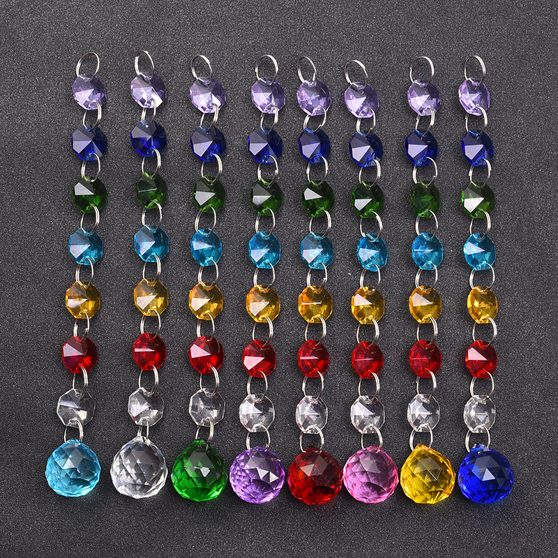 

8PCS DIY K9 Crystal Suncatcher Chandelier Prisms Pendant Hanging Ball Pendants Home Wedding Decoration Rainbow Maker 30mm W157-30mm