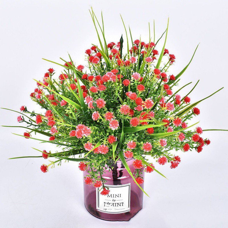 

Rose Orchid Grass Artificial Bouquet For Home Wedding Decoration Supplies, Rose red