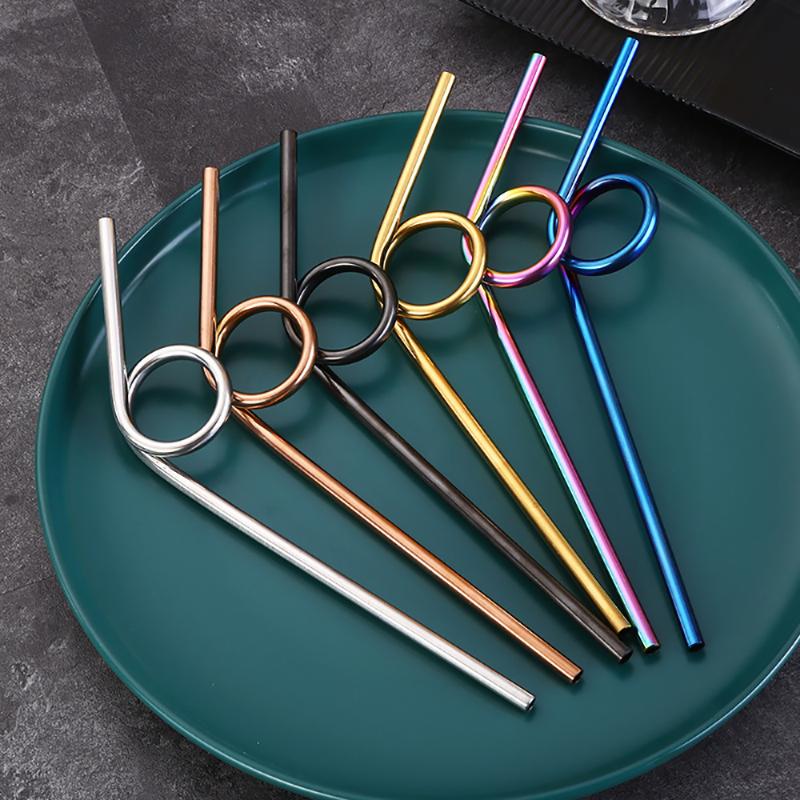 

Reusable Drinking Straws 304 Stainless Steel Metal Straws For Kitchen Creative Eco-Friendly Bar Supplies Bent Drinking