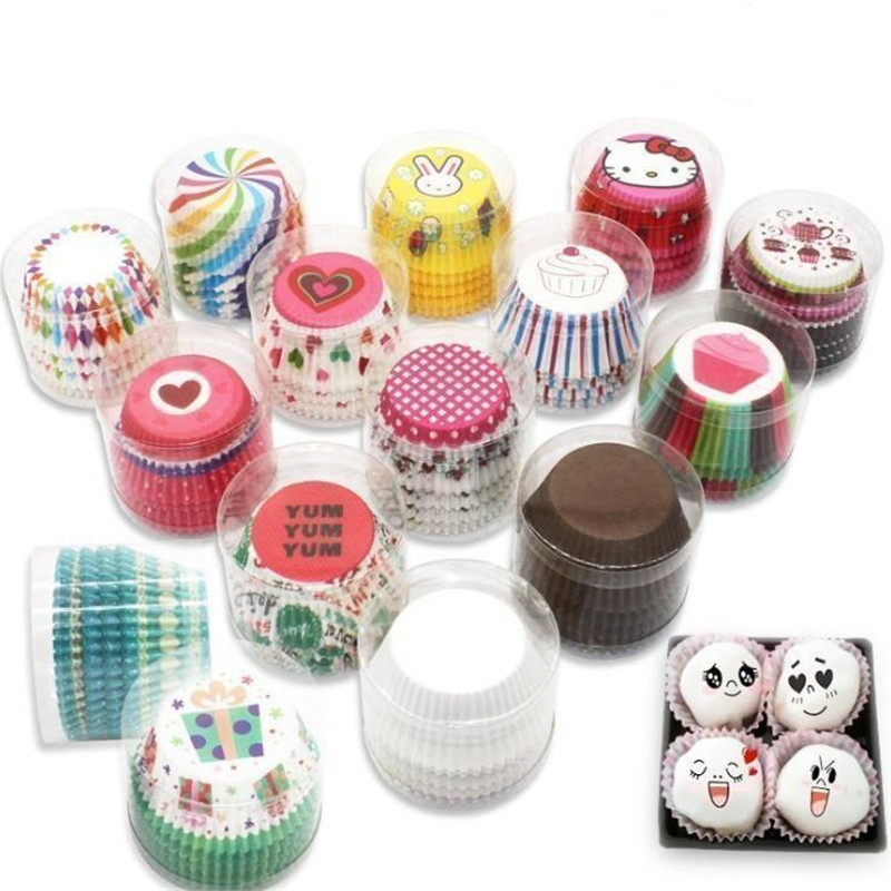 

100Pcs/lot Cake Topper Cake Paper Cups Muffin Case Trays Wedding Party Family Gathering Cupcakes Supplies Decorating Tools