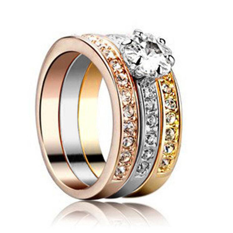

Jewelry Three Layers Set Zirconium Insert Shi Dujin Women's Engagement Ring