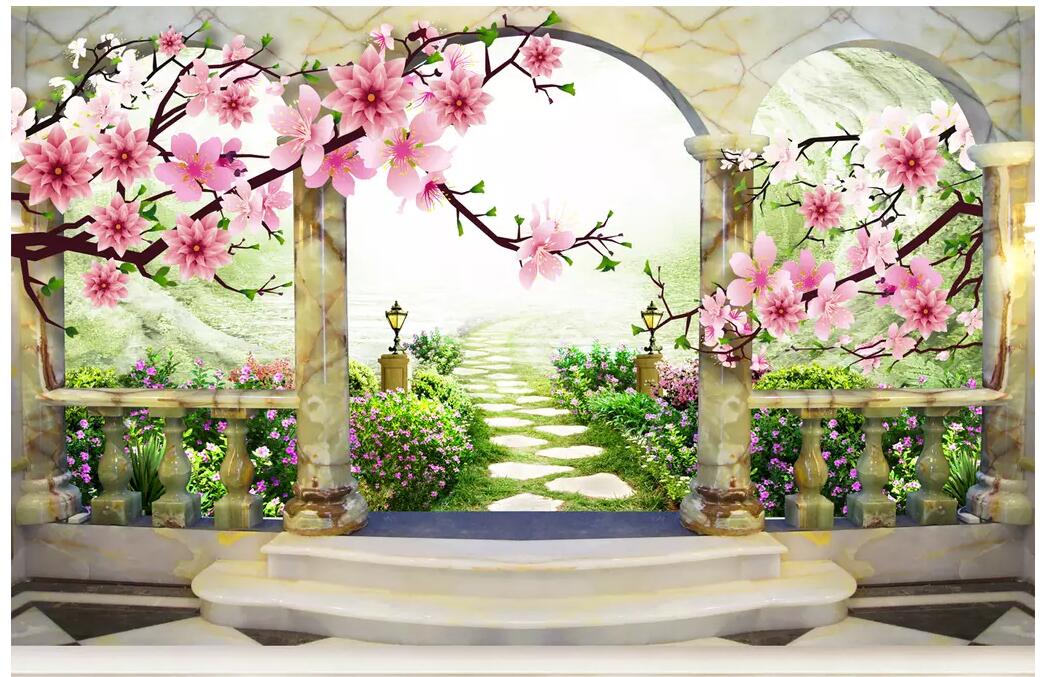 

WDBH 3d photo wallpaper custom mural Peach Blossom Landscape European Garden tv background home decor living room wallpaper for walls 3 d, Non-woven